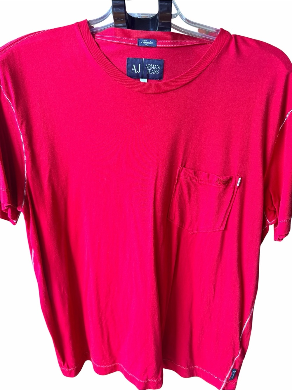 Armani Jeans Men’s Red Short-Sleeve Pocket Tee